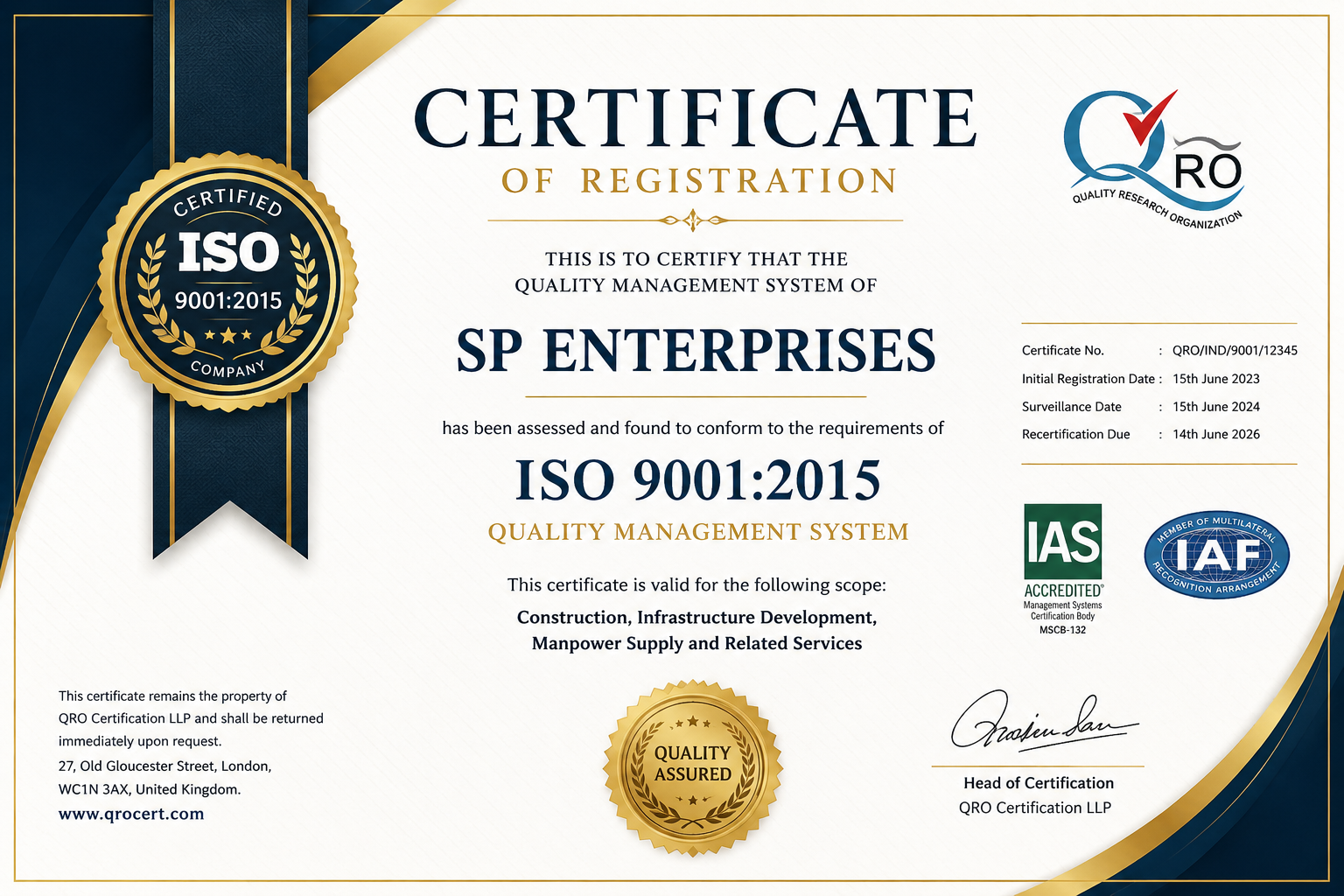 ISO 9001 Certificate